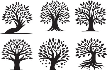 Obraz premium set of trees silhouettes logo vector 