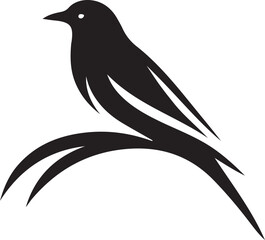 bird on a branch icon on silhouette 