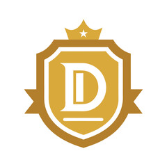 Elegant Gold Badge Logo Featuring Letter D