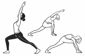 Minimalist yoga poses silhouette illustrations