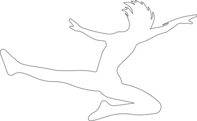 silhouette of a man jumping line art