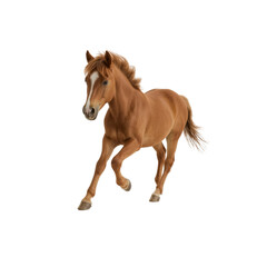 Obraz premium Chestnut Horse Running on White Background