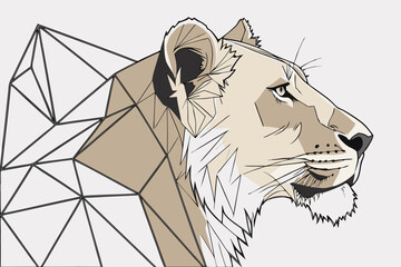 Geometric lion head angular design for banners