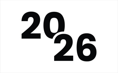 Isolated black 2026 numbers on white background in bold minimalist design
