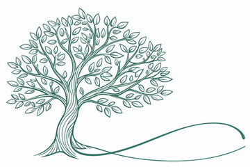 Single line drawing of a tropical tree continuous line art