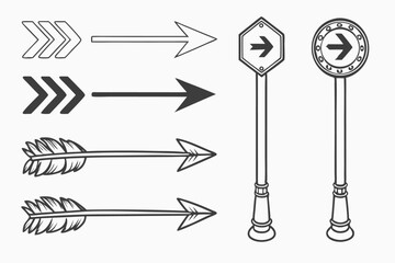 Minimalist arrows and pointers a vector graphic set