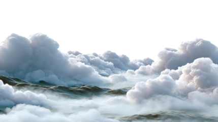 Cloudscape Over a Body of Water: The ethereal beauty of fluffy clouds hovering over an endless sea, creating a sense of serenity and vastness, capturing a moment of sublime beauty.