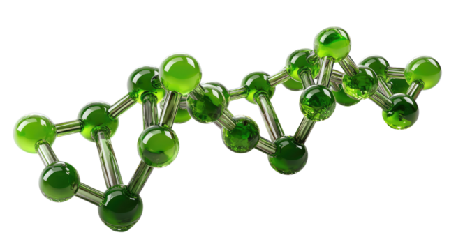 Molecular Green Essence: A captivating artistic visualization of a molecular structure.