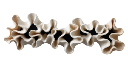 Abstract Ceramic Sculpture: A visually captivating abstract ceramic sculpture. This exquisite piece showcases an intricate design with delicate folds and textures.
