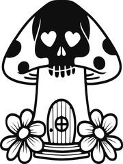  This quirky illustration blends whimsical and edgy elements, making it ideal for Halloween-themed projects or unique merchandise.