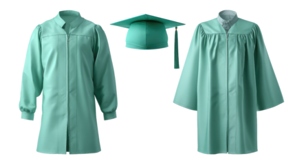 Graduation Regalia Display: Studio shot of a graduation robe and cap. Captured in perfect condition, these academic attire symbolize accomplishment and the commencement of a new chapter.