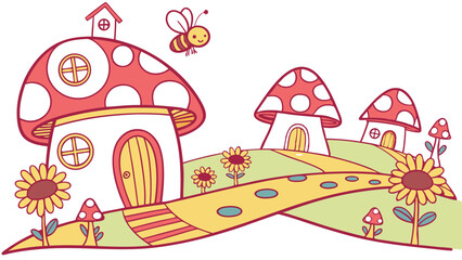 Enchanted Mushroom Village A Vibrant Fairytale of Candy-Colored Homes