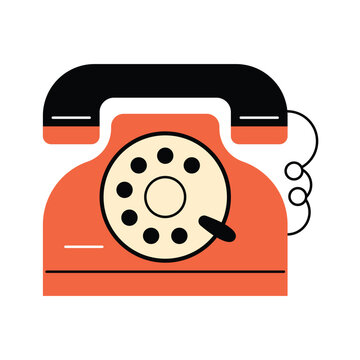 Retro Rotary Phone Vector Illustration Vintage Communication