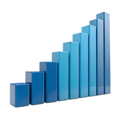 Ascending 3D Bar Graph Showing Growth, Progress, and Success