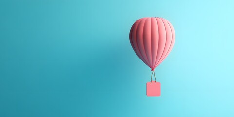 Obraz premium Pink Hot Air Balloon Against a Soothing Blue Background