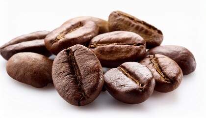 coffee beans closeup on white