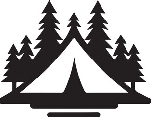 Obraz premium Outdoor camping tent silhouette vector