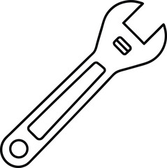adjustable wrench icon line art vector illustration on transparent background