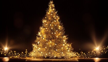 christmas golden lights tree
