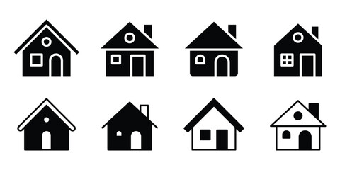 House icon set. Flat design house symbols, home icon vector, real estate house icon. Vector illustration.