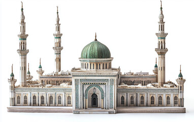 Fototapeta premium Majestic miniature of the Prophet Mosque with fine detailing and religious significance. Generative AI.