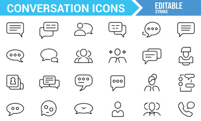Communication and Conversation Bubble Icons for Social Interaction