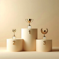 A minimalist display Winners podium