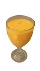 glass of mango juice isolated on white
