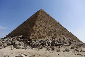 View of the Pyramid of Menkaure in Giza, Egypt