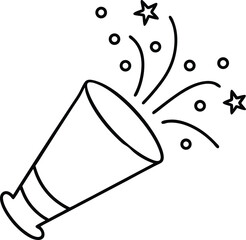 birthday confetti cannon icon line art vector illustration on transparent background