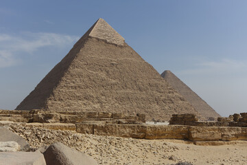 View of the Pyramid of Chephren in Giza, Egypt