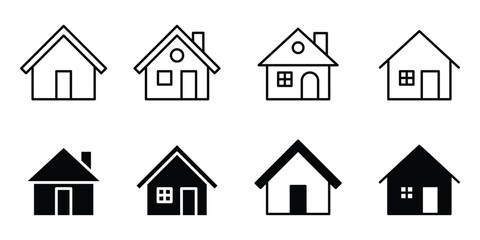 Simple house icon collection, home icon