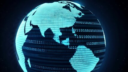Digital binary code Earth globe technology concept, global network data. - Powered by Adobe