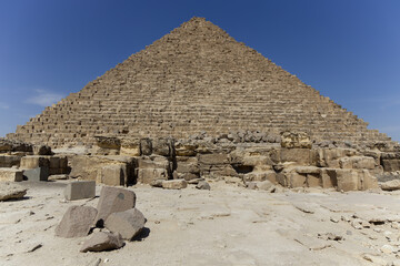 View of the Pyramid of Menkaure in Giza, Egypt