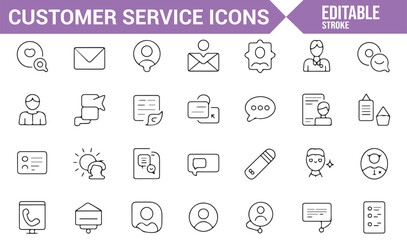 Icons for Customer Care and Service Assistance Representing Communication