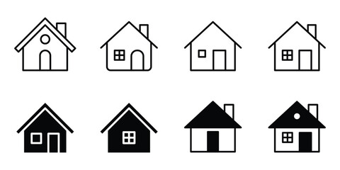 House icon in flat and line style, vector illustration
