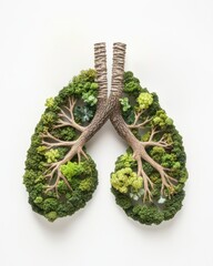 Earth's lungs aerial view of tree canopy as human lungs environmental art nature installation conceptual design