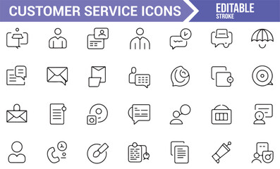 Icons Representing Customer Service, Support, and Communication Tools