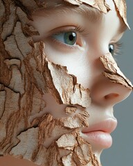 Earthy woman nature's essence unveiled a textured portrait in an artistic environment