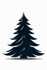 Obraz premium black christmas tree illustration on white background, minimalist holiday tree silhouette design, stylized festive tree graphic in black