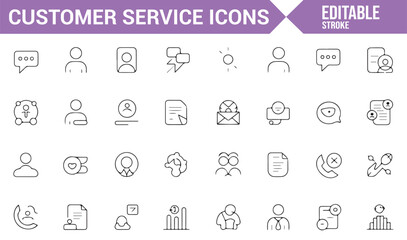 Customer Support Icons Featuring Messaging and Feedback Symbols