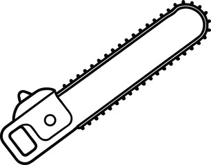 chain saw icon line art vector illustration on transparent background