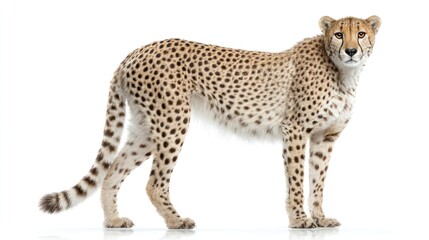 Cheetah standing against white background (1)