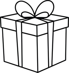 christmas gift box icon line art vector illustration on transparent background