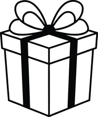 christmas gift box icon line art vector illustration on transparent background