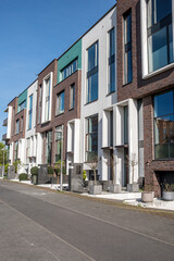 Modern serial houses seen in Berlin, Germany