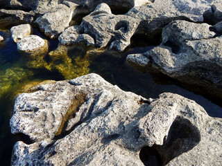 Rocky shore of the Caspian Sea.