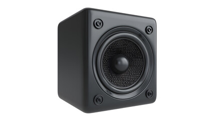 Fototapeta premium A sleek, modern black speaker showcasing a robust design and intricate speaker grill, perfect for audiophiles.