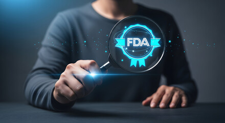 Futuristic Digital Illustration of FDA Approval and Certification Process