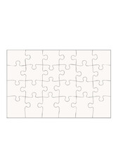 Blank Puzzle Layout with Connected Pieces on White Background for Game Concept, Education, Strategy or Teamwork Vector Design